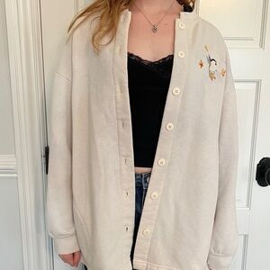 vintage embroidered white cardigan